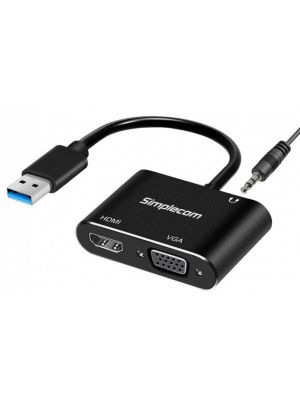 Simplecom DA316A USB to HDMI + VGA Video Card Adapter with 3.5mm Audio