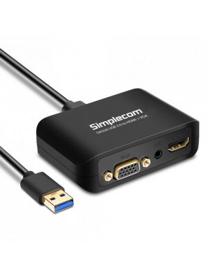 Simplecom DA326 USB 3.0 to HDMI + VGA Video Adapter with 3.5mm Audio Full HD