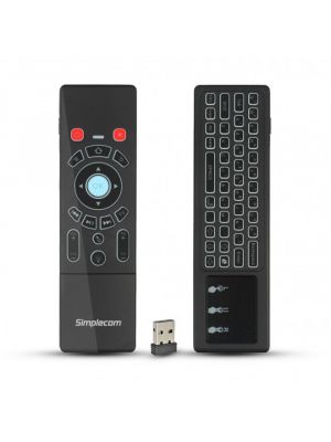 Simplecom RT250 Rechargeable 2.4GHz Wireless Remote Air Mouse Keyboard with Touch Pad and Backlight 