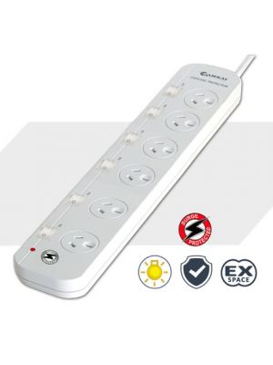Sansai 6-Way Power Board PAD-661SW Individually Switched with Surge Protection - PAD-661SW