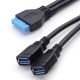 19 Pin USB 3.0 Male to 2 USB 3.0 A Female Cable Adapter Cord