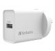 Verbatim USB Charger Single Port 2.4A White Single Port Wall Charger