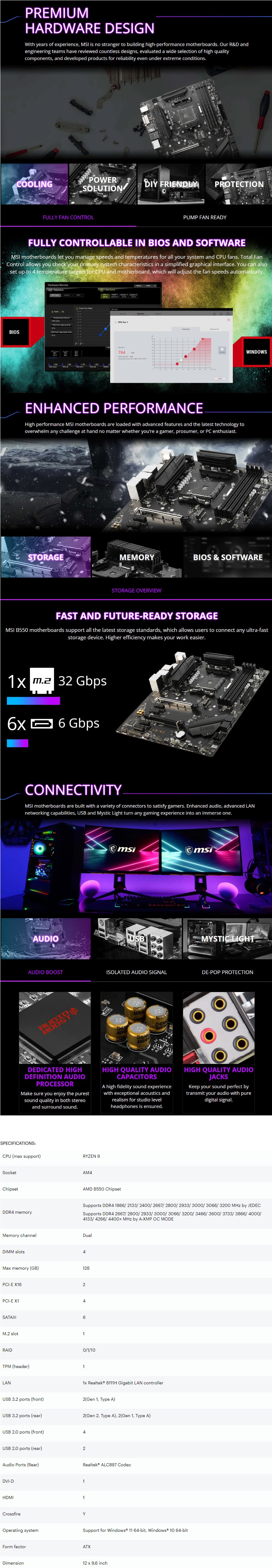 MSI B550 Gaming Gen3 Motherboard ATX AM4 Allneeds Computers